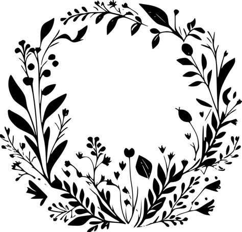 Floral Border - Black and White Isolated Icon - Vector illustration ...