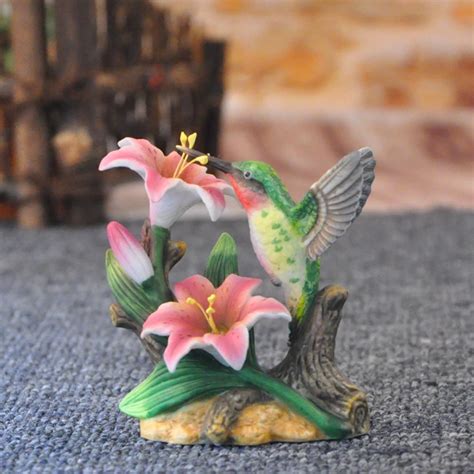 Ceramic Flower Bird Figurine Home Decor Hummingbird Pigeon Statue