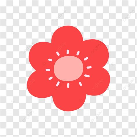 Cute Red Flower Vector Cartoon Flower Red Flower Flower Hand Draw