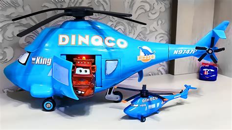 Cars 2 Dinoco Helicopter Transporter Lightning Mcqueen Boxing Toy