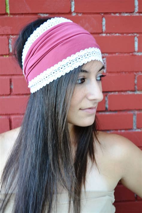 Nude Pink Headband Yoga Pink Wide Headband Jersey Bandana Elastic