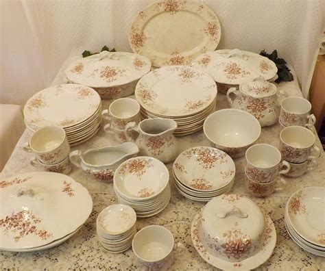 Antique 88 Piece English Ironstone China Dinnerware Set For 10 By