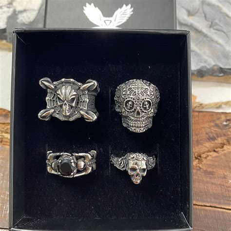 4 Pcs Stainless Steel Gothic Skull Rings Set – GTHIC