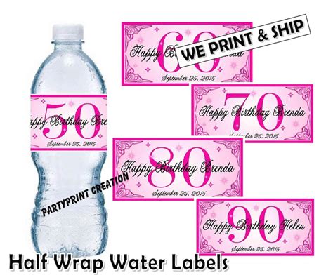 Pink Birthday Party Favors Water Bottle Labels Glossy Etsy