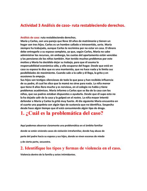 Análisis de caso ruta restableciendo derechos AA3 Análisis de caso