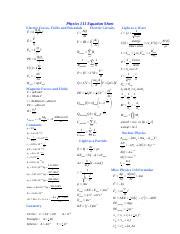 Physics 111 Formula Sheet Physics 111 Equation Sheet Electric Forces