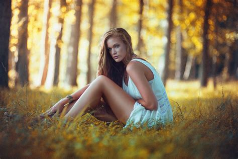 Wallpaper Sunlight Forest Women Outdoors Model Blonde Depth Of Field Long Hair Blue