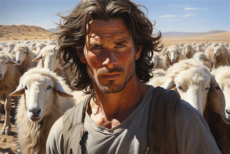 Premium Photo Jesus Christ Is A Shepherd Peaceful In A Meadow With A