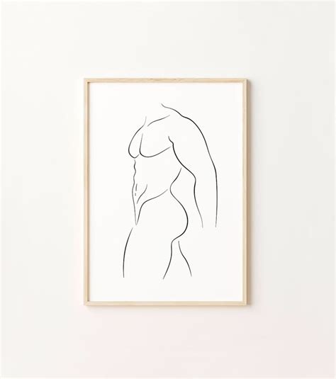 Man Line Art Male Body Line Drawing Naked Man Print Abstract Man