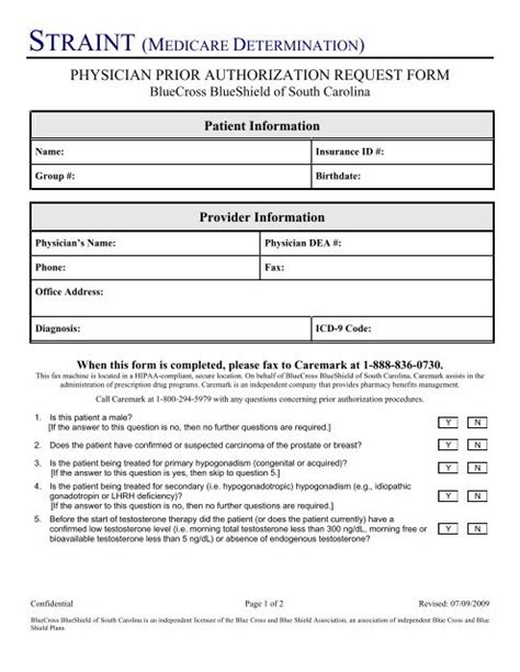 Physician Prior Authorization Request Form Blue Cross And Blue