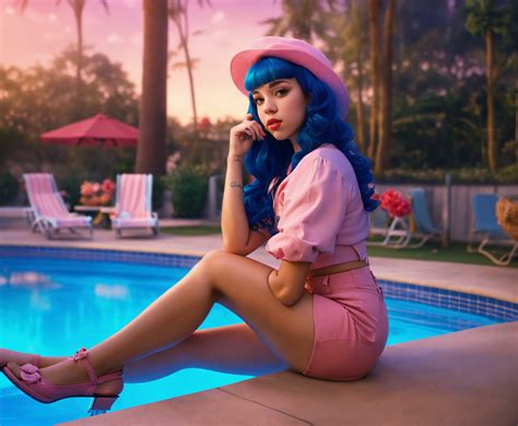 Lexica Melanie Martinez Sitting At Pool Ultra Realistic Lighting