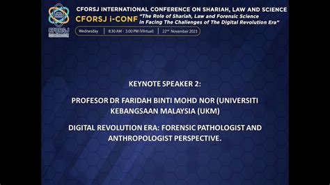 Cforsj I Conf Keynote Speaker Prof Dr Faridah Binti Mohd Nor