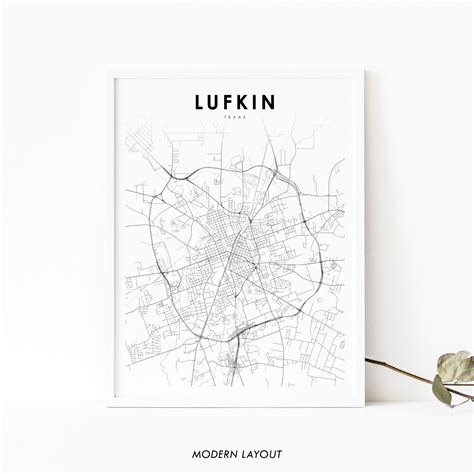 Lufkin TX Map Print, Texas USA Map Art Poster, Angelina County, City