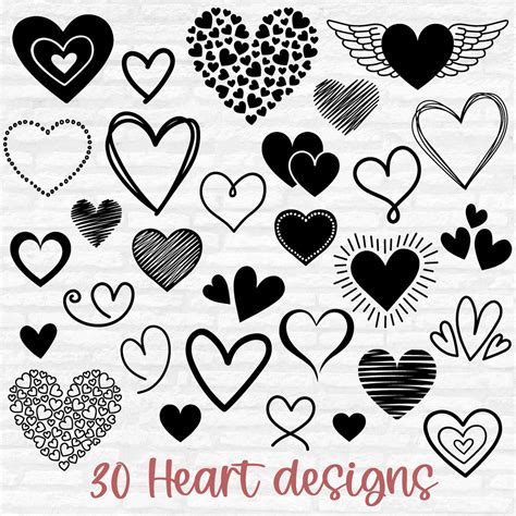 Heart Svg Bundle Hand Drawn Hearts In Heart Svg Valentines Day Svg