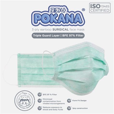 Jual Pokana Ply Earloop Surgical Face Mask Box Isi Pcs Emboss