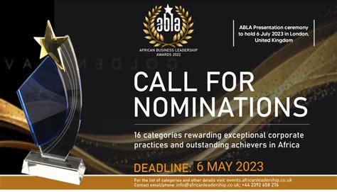 Call For Nominations For African Business Leadership Awards Abla 2023