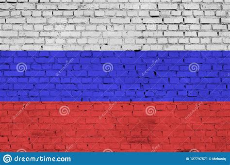 Russia Flag Is Painted Onto An Old Brick Wall Stock Image Image Of