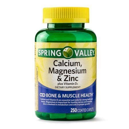 Spring Valley Calcium Magnesium Zinc Plus Vitamin D3 Coated Caplets