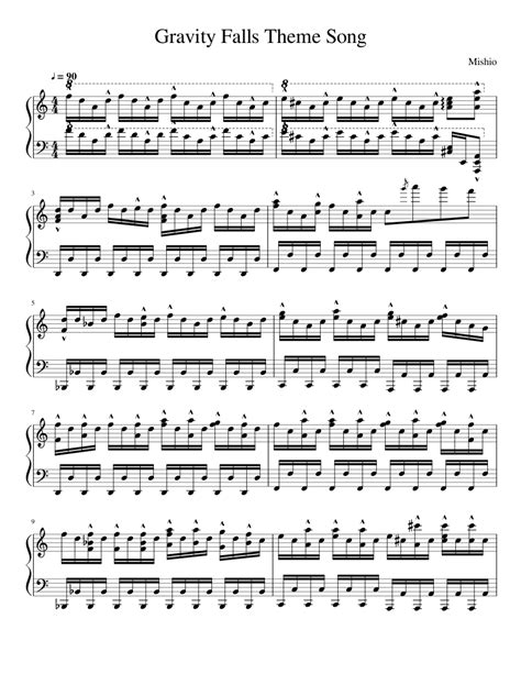 Gravity Falls Theme Song Piano Sheet Music