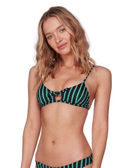 Rvca Nix Tie Front Bikini Top Black SurfStitch