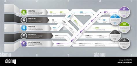 Timeline Infografik Vorlage Mit Schritten Stock Vektorgrafik Alamy