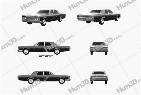 Lincoln Continental Sedan 1968 Blueprint Template 3DModels Org