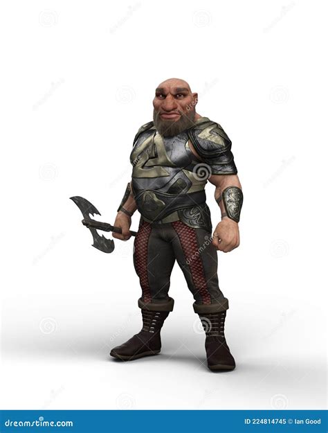 D Illustration Of A Fantasy Dwarf Character Wearing Armour And Holding