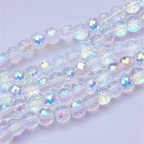 Chapelets De Perles En Verre Transparent Lectrolytique En Gros Pour