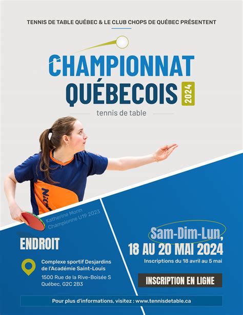 Championnat Québécois 2024 Junior Senior Tennis de table Québec