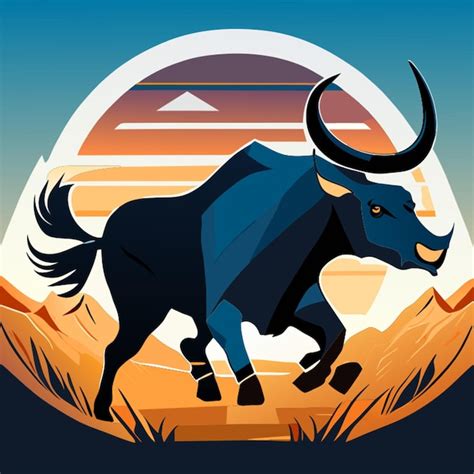 Premium Vector Running Buffalo Vector Illustration