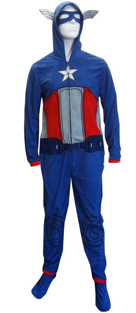 Marvel Comics Captain America Hooded Masked Onesie Pajama Marvel