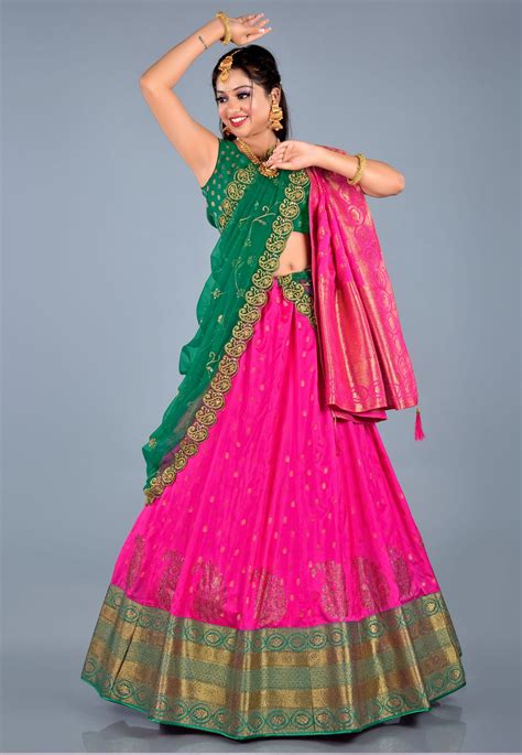 Magenta Banarasi Silk Circular Lehenga Choli