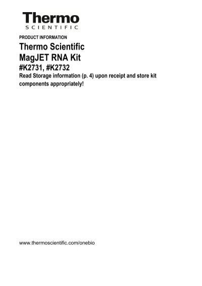 Magjet Rna Kit Product Information Thermo Scientific