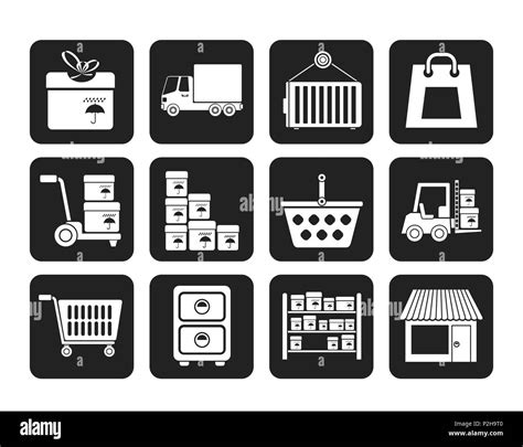 Silueta El Almacenamiento El Transporte La Carga Y El Env O De Iconos