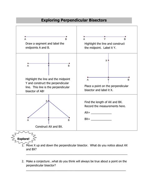 Perpendicular And Angle Bisectors Worksheets