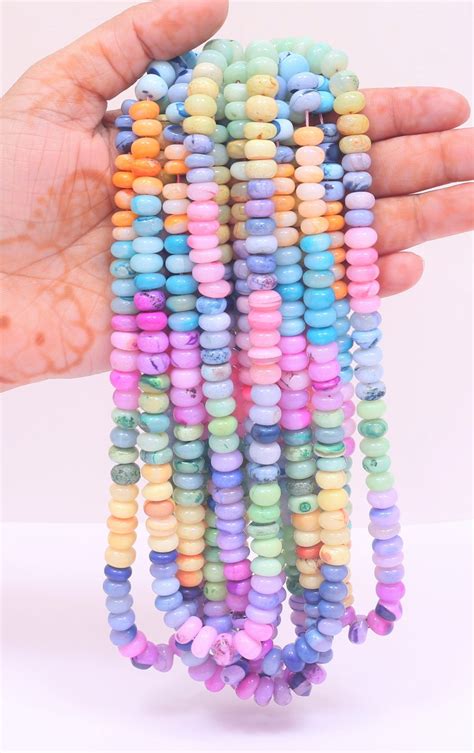 Beautiful Rainbow Color Shaded Opal Smooth Rondelle Shape Etsy