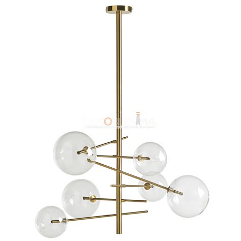 Suspension Cosmo Globes Laiton Dor Verre Souffl Lemobilie