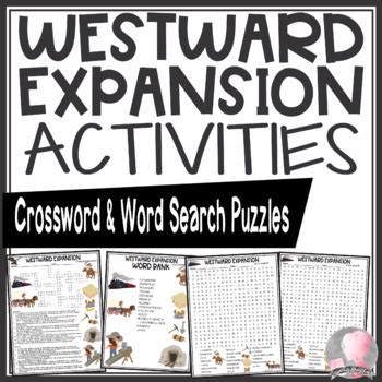 Westward Expansion Activities Crossword Puzzle And Word Searches