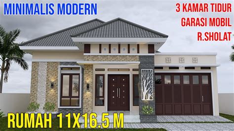 Desain Rumah Minimalis Modern 1 Lantai 3 Kamar Tidur Garasi Mobil HAQ