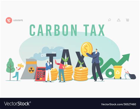 Green Co2 Taxes Landing Page Template Tiny Vector Image