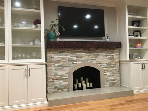 Stacked Stone Fireplace With White Mantle Fireplace Guide By Chris