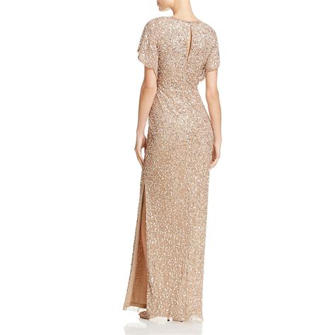 Adrianna Papell Womens Tan Embellished Evening Dress Gown 6 Bhfo 7930