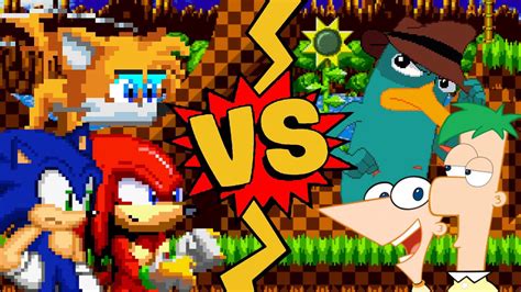 M U G E N Battles Sonic Tails Knuckles Vs Phineas Ferb Perry Sonic