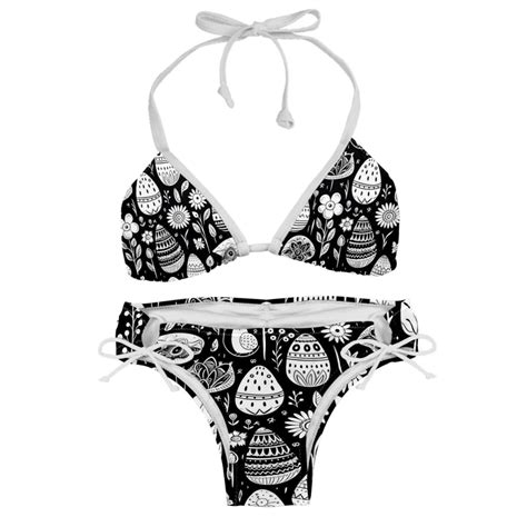 Black And White Easter Women S Swimsuit Bikini Set Detachable Sponge