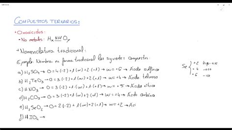 Oxoácidos No metales Ejemplos de nomenclatura tradicional YouTube