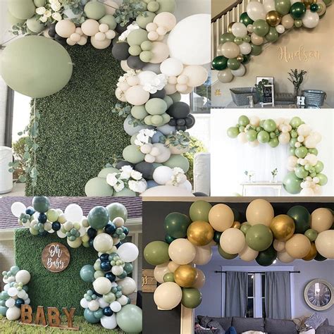 Buy Wamiao 129 PCS Sage Green Balloon Arch Kit Olive Green White Latex