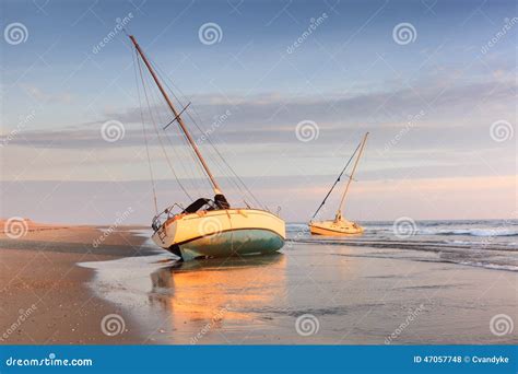 Beached Shipwrecked Boats on a Beach Cape Hatteras North Carolina Stock ...