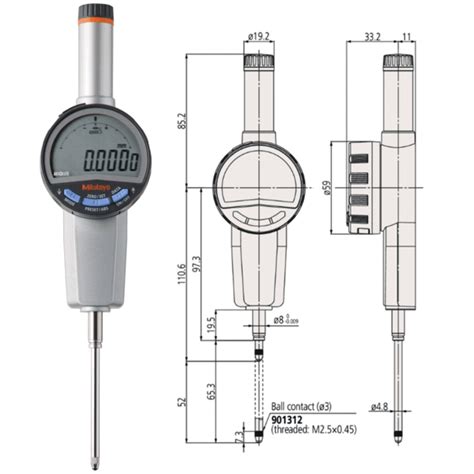 Comparateur Digital ABSOLUTE Digimatic ID C Standard Sans Patte