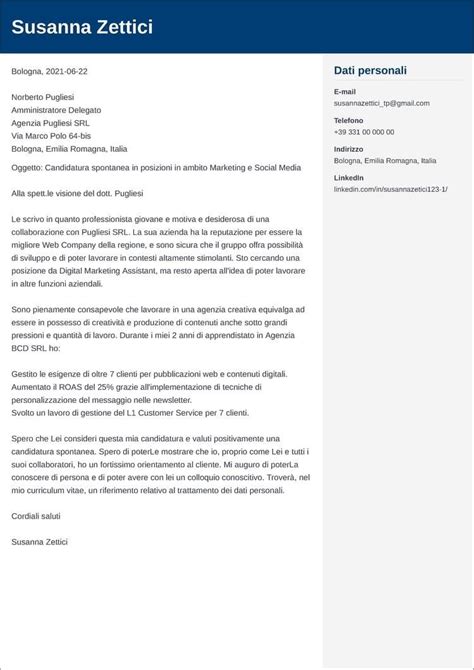 Esempio Di Lettera Di Presentazione Per Autocandidatura Per Te