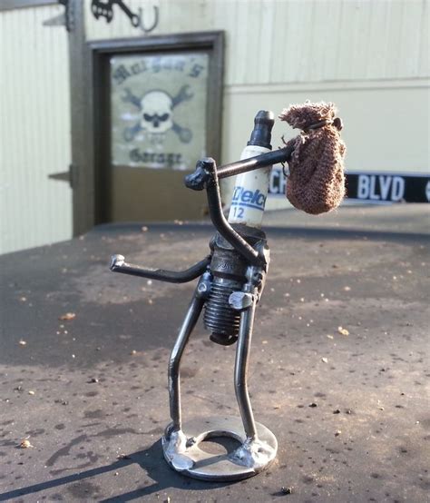 Hitchhiking Hobo Sparkplug Metal Art